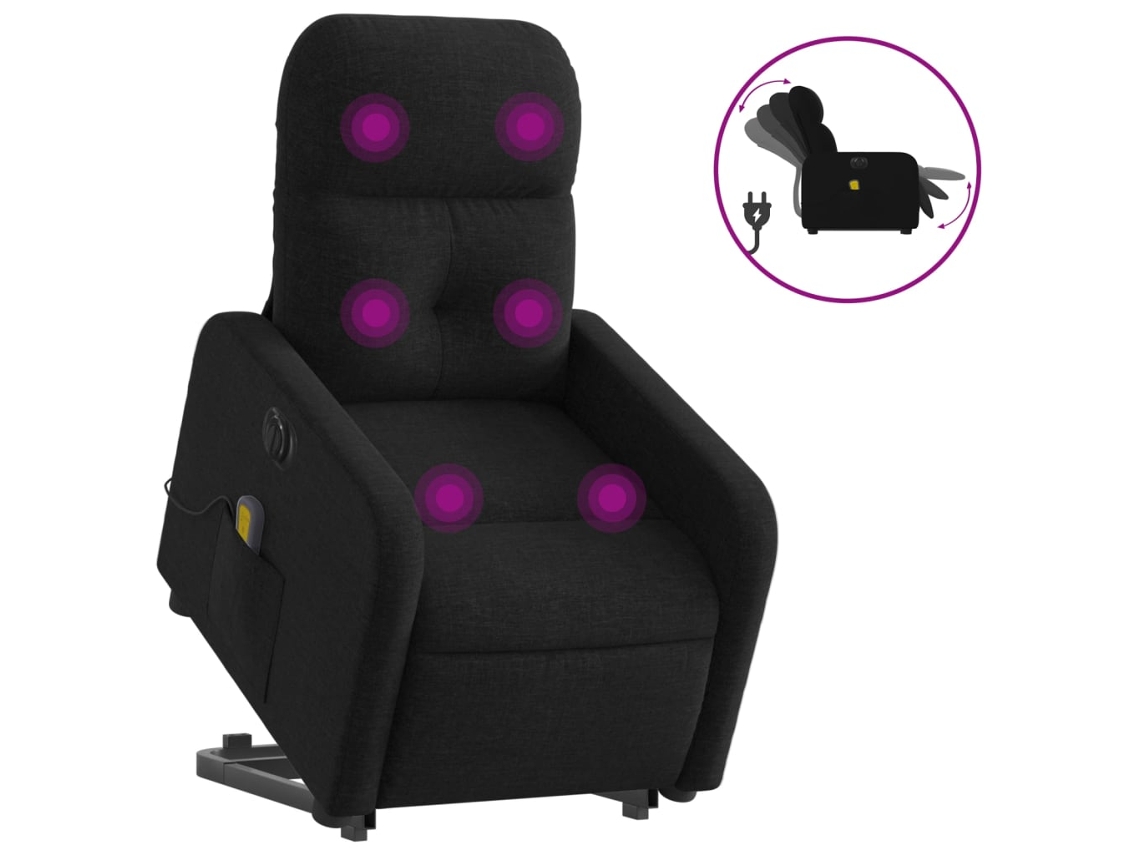 Electric Stand Up Massage Recliner Chair, Electric Stand Up Massage Recliner Chairs Vidaxl Preto Tecido