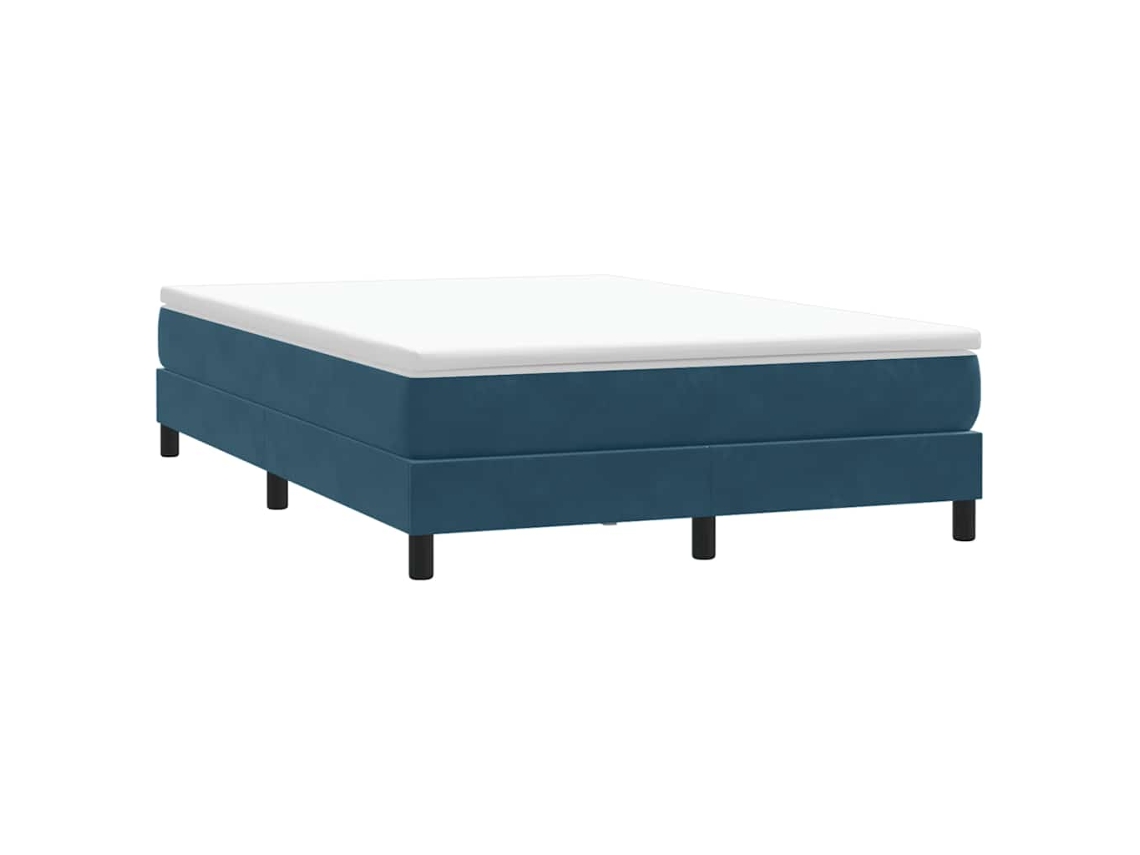Vidaxl Cama Sem Molas/colchão 160x210 Cm Veludo Azul Escuro
