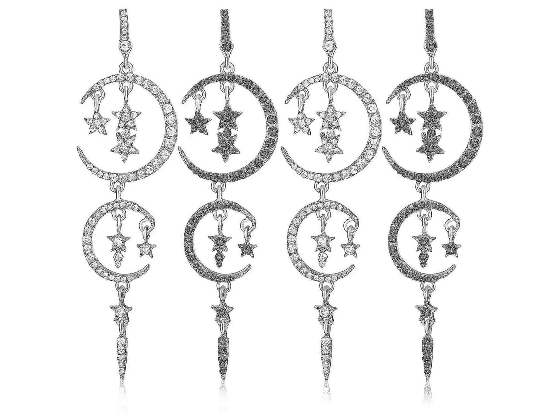 Conjunto De Brincos Lua E Estrela Com Strass, Joya Para Meninas E Mulheres