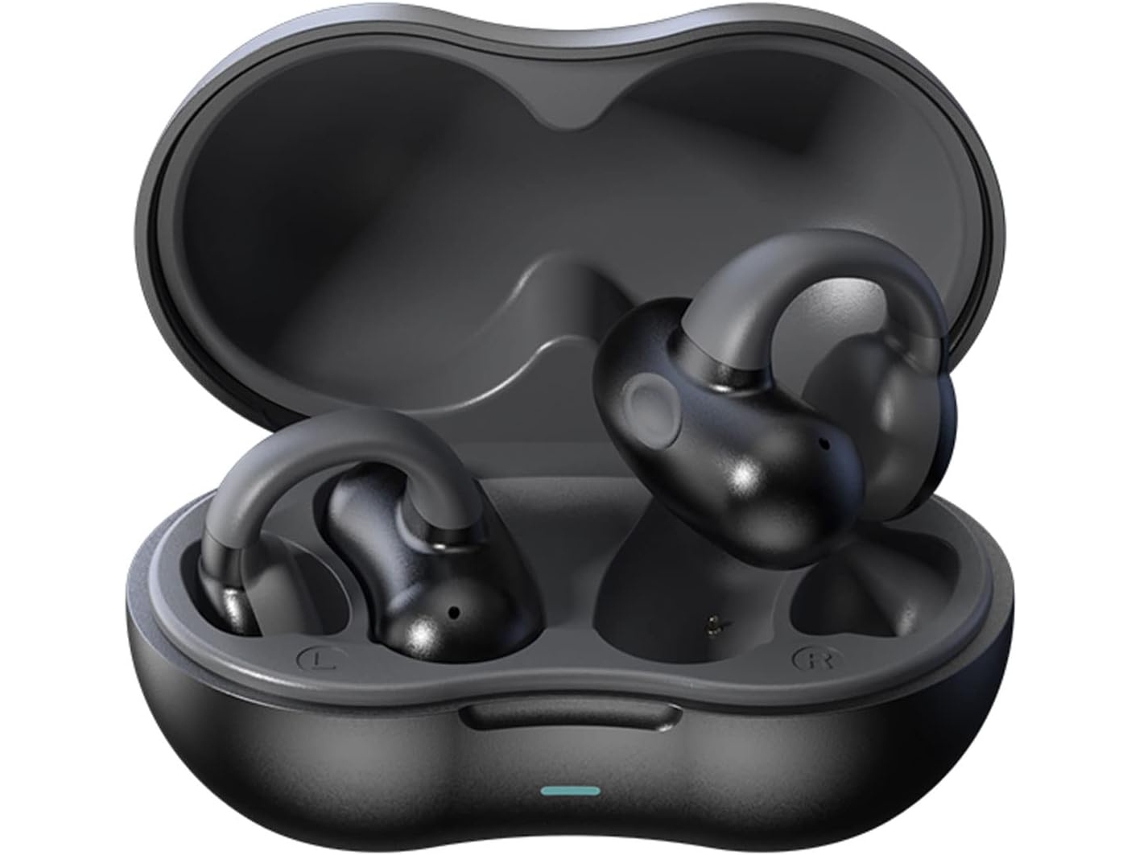 Fones Orelha Aberta Bone Sound Air Line Sem Fio JIAPEI com Clipe, Condução Óssea Aberta, Preto