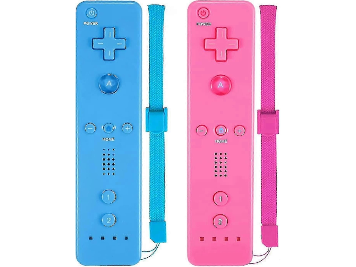 Conjunto De 2 Controles Sem Fio Clássicos Compatíveis Com Wii E Wii U, Com Capa De Silicone E Alça De Pulso Hengjian (rosa E Azul)