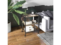 Carrito Auxiliar Con Ruedas De 3 Niveles Con Bolsa De Tela Y 2 Ganchos Para Salón Cocina Comedor 66x40x80,5 Cm Gris