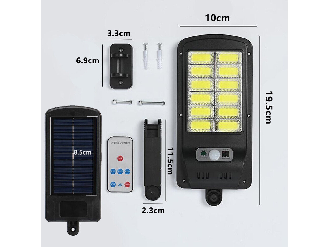 Lâmpada de Rua Solar Led 120 com Sensor de Movimento, Luz Remota para Jardim e Quintal, Inundação SUNNY SPACES