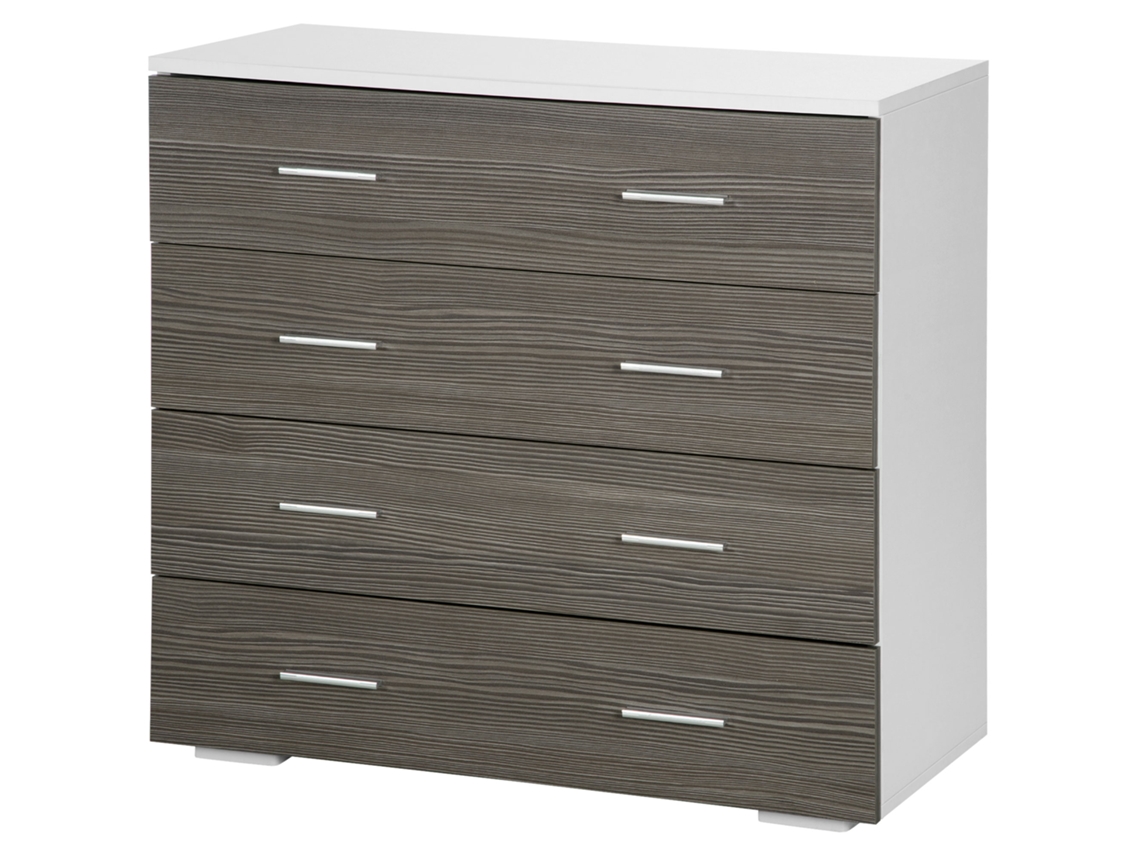 Cômoda 4 Gavetas Cinza/Branca 76x35x72cm Moderna Quarto/Sala S/MARCA