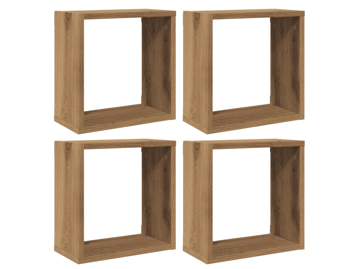 Prateleiras Cube MAISON EXCLUSIVE em Derivados de Madeira Carvalho Artisiano (4 Pcs)
