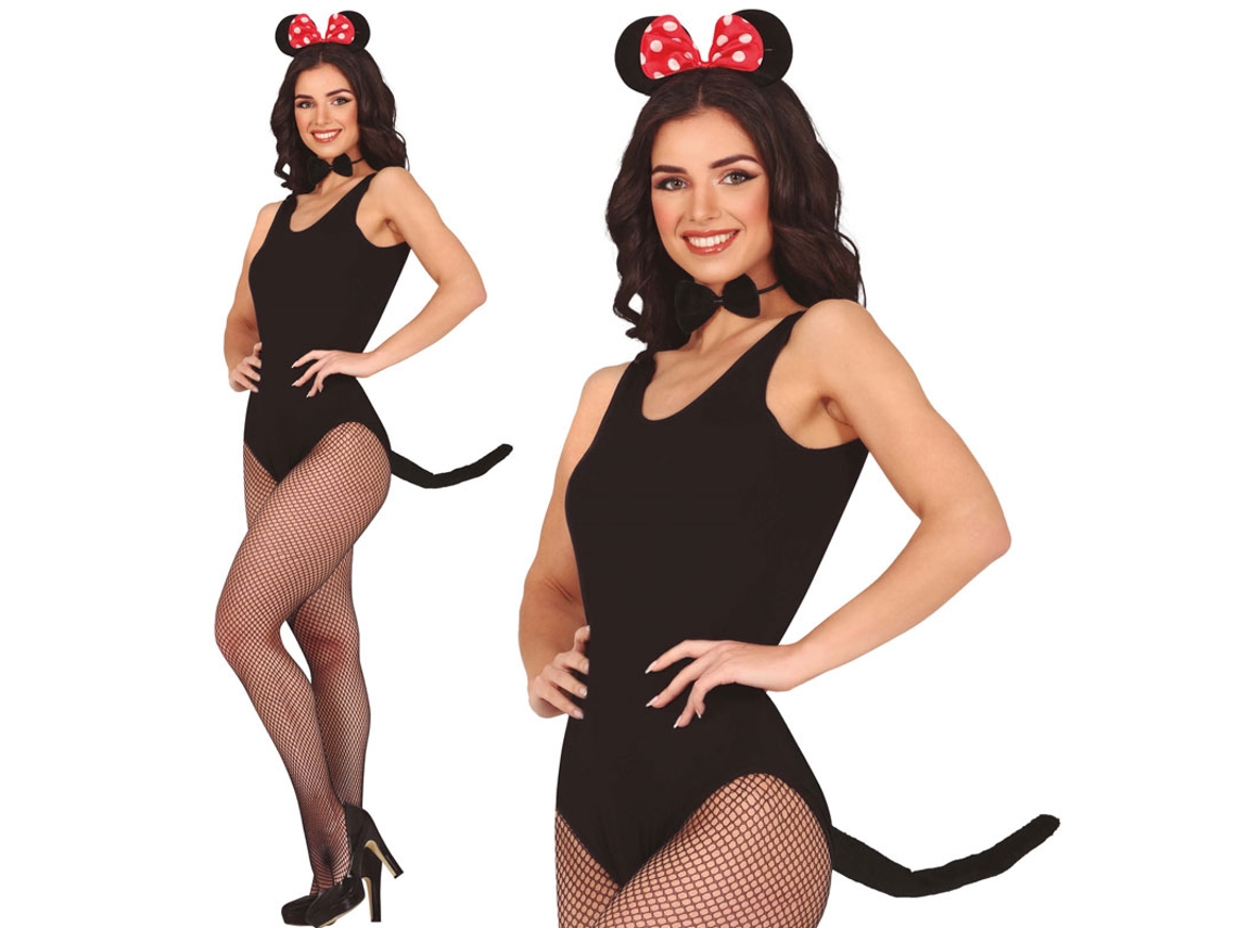 Kit de mouse adulto famoso laço, faixa de cabeça, gravata borboleta e cauda