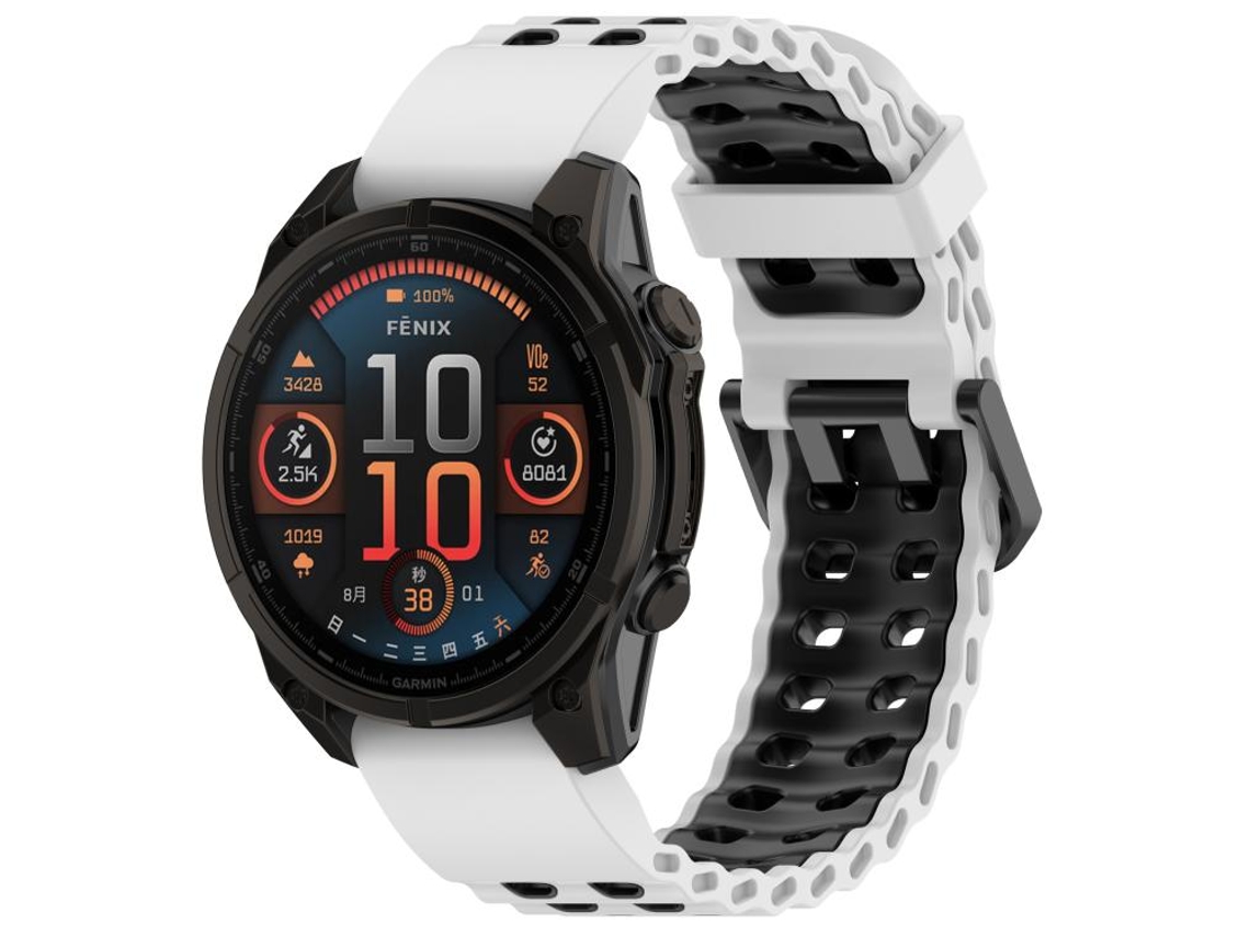 Bracelete para Garmin Ocean Silicone Bicolor Fivela Dupla Branco e Preto XIAOMOYU (22mm)