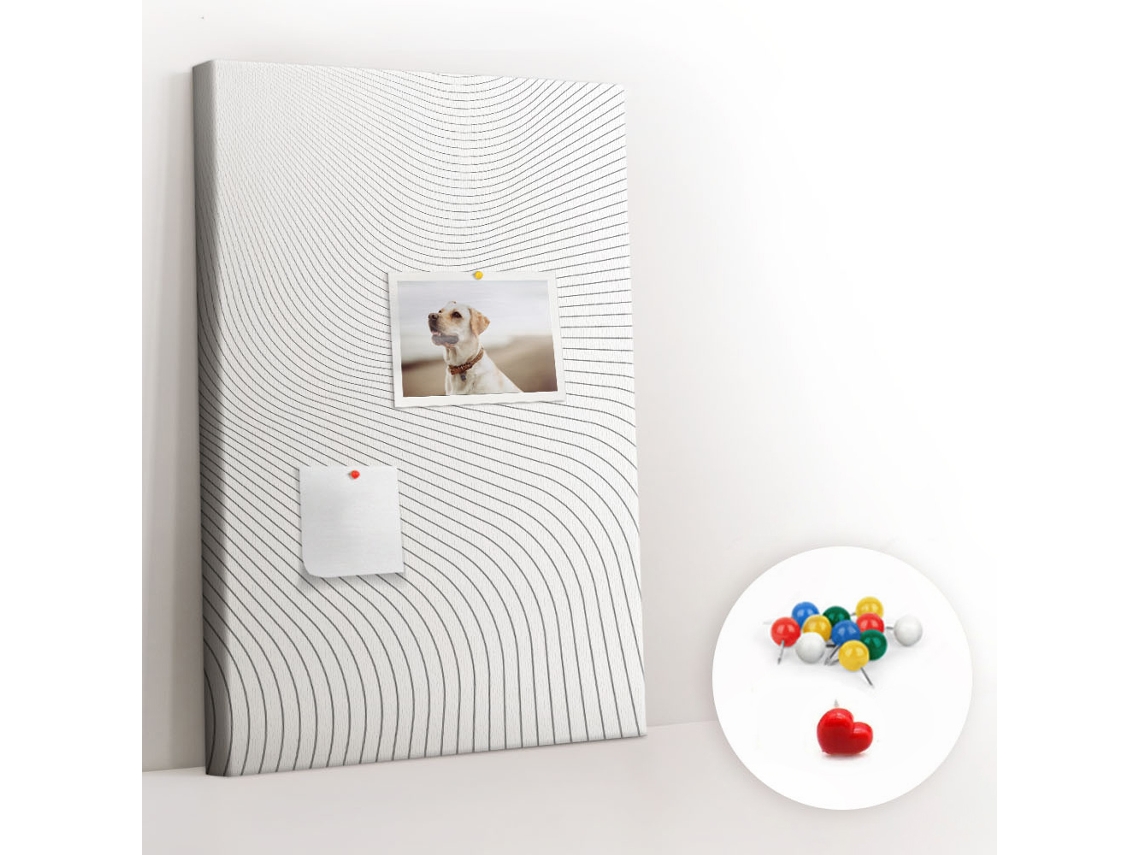 Quadro De Cortiça Com Impressão Linhas Cinzentas Para A Sala De Estar Espelharte (40x60 Cm)