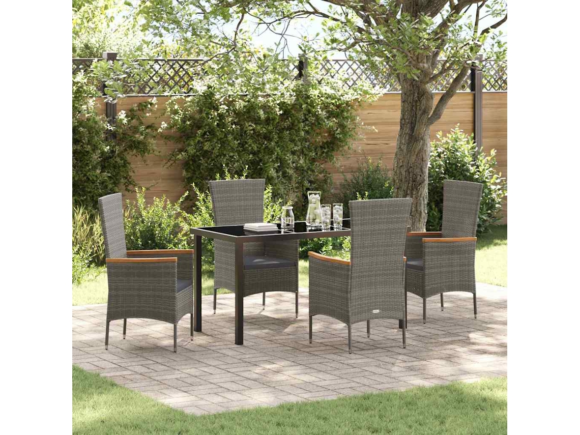 Vidaxl Conjunto De Jantar Para Jardim 5 Unid. Cinzeto