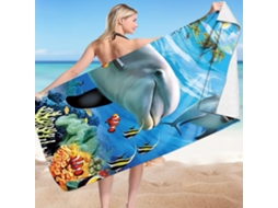 Toalhas De Praia Velo De Dupla Face Absorvente Para Campismo, Piscina E Viagens.160*80cm Golfinho Hexinyigjly