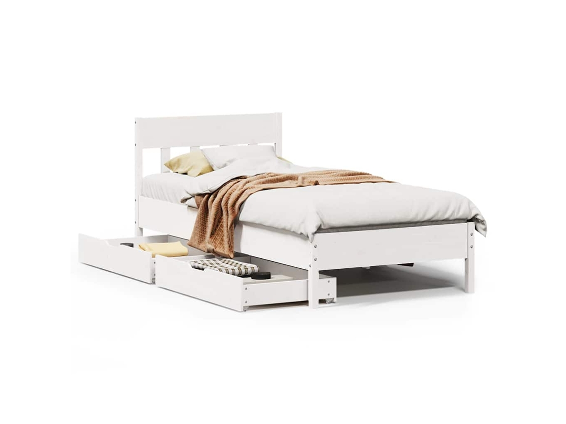 Bed Frame, Bed Frames Vidaxl Branco Madeira De Pinho (75 X 190 Cm)
