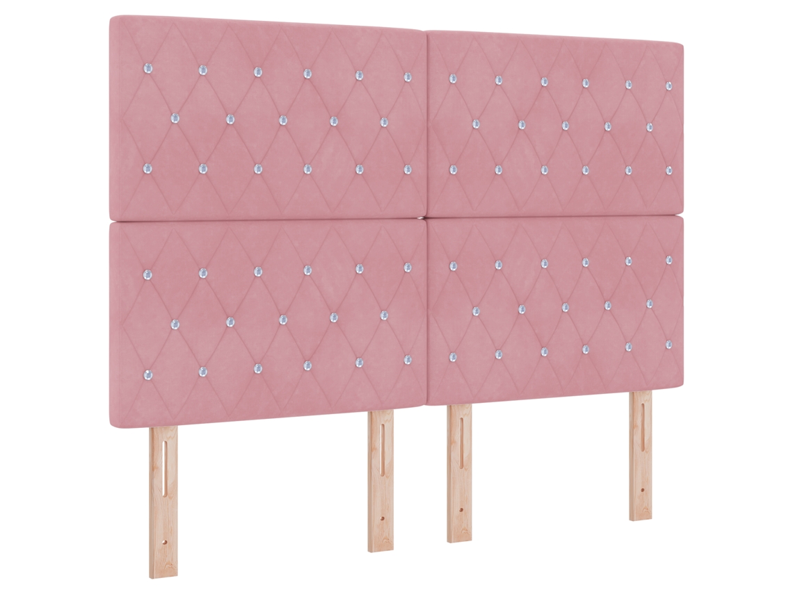 Colchão De Cama De Molas Pocket Rosa Em Veludo Vidaxl Rosa Fabric (160x200 Cm)