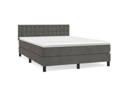Cama com Molas e Colchão Veludo Cinzento Escuro MAISON EXCLUSIVE (140x190 cm)