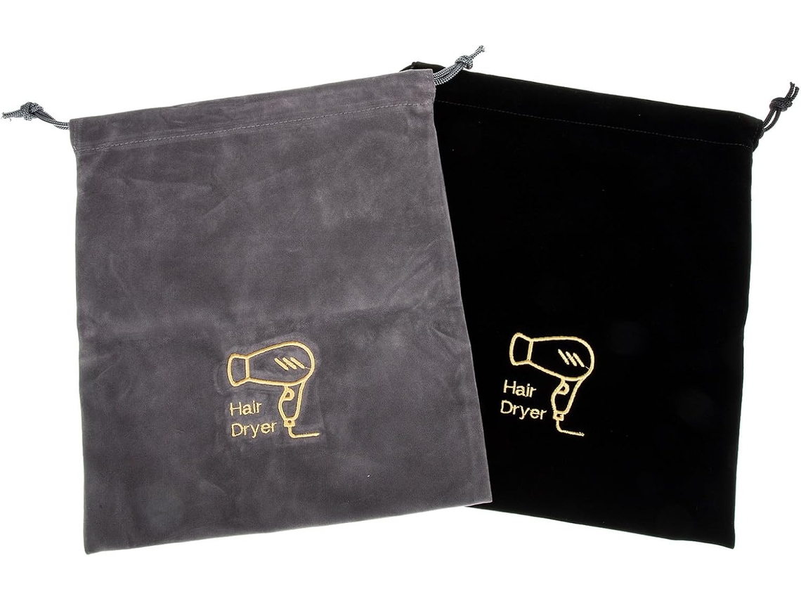 Conjunto de 2 suportes para cabos de secador de cabelo em tecido Pelúcia claro