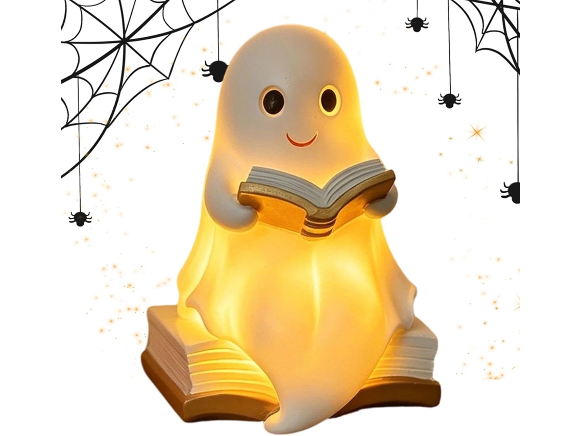 Luminária De Leitura Decorativa Em Forma Fantasma Com Led, Feita Em Resina E Com Luz Quente