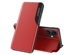 Capa Em Couro Pu Para Apple Iphone 16 Pro Vermelho