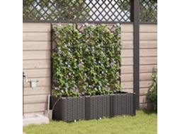 Vidaxl Vaso De Jardim 3 Unid. Preto 120 X 40 X 142 Cm Pp