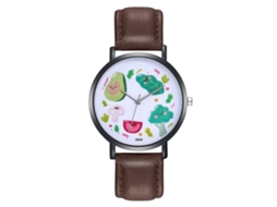 Reloj De Pulsera Unisex Con Cadena De Cuero Pu Dial De Frutas Zhoulianfa Café