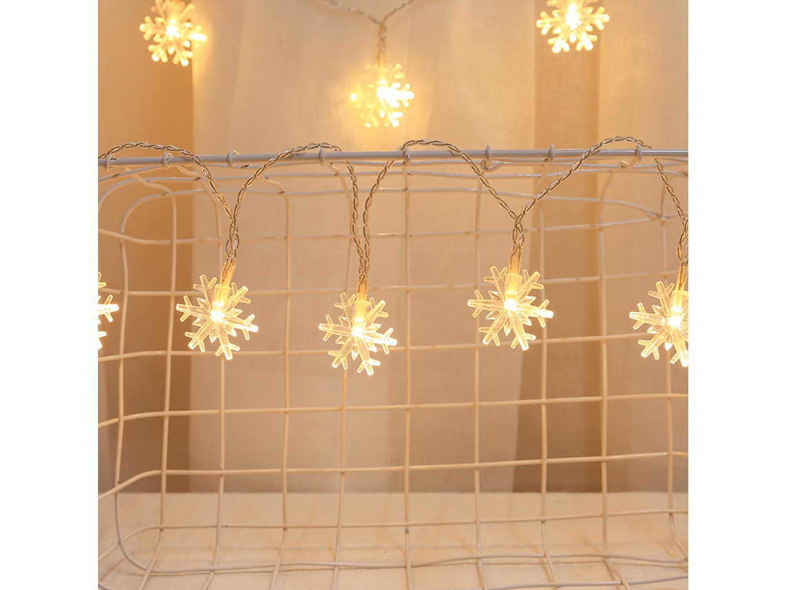 Luzes de Natal em formato de floco de neve 2026 com caixa de bateria para decoração de ambientes, Natal, festas, camping e atividades ao ar livre.