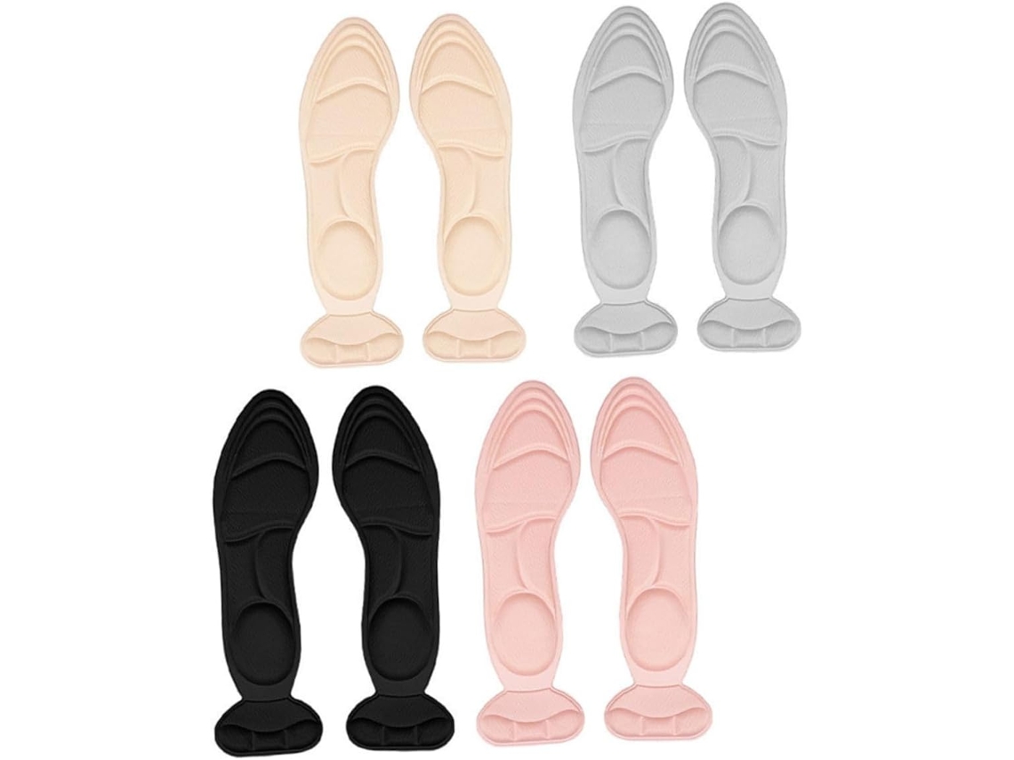 Palmilhas Antiderrapantes Para Os Pés, 4 Pares, Amortecimento 5d Com Massagem, Espuma Respirável Multicolorida Rosa