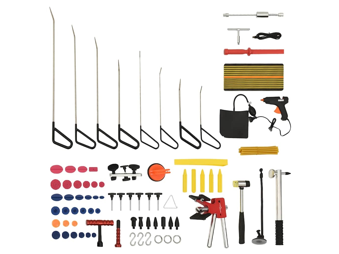 Vidaxl 75 Pcs Conjunto Ferramentas Reparação De Mossas Sem Repintura