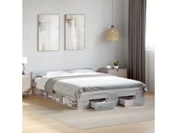 Vidaxl Estrutura De Cama C/ Gavetas Derivados Madeira Cinza Sonoma