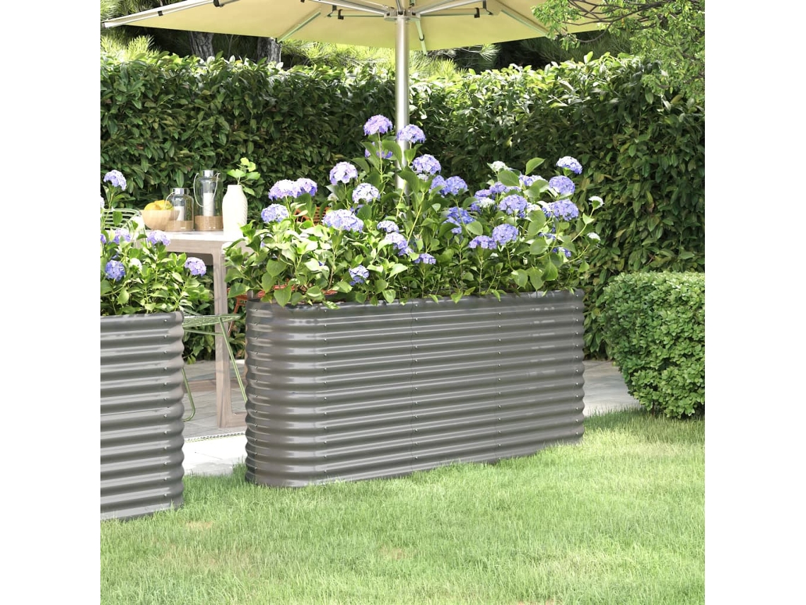 Vidaxl Canteiro Elevado Jardim 152x40x68cm Aço Galvanizado Cinzento