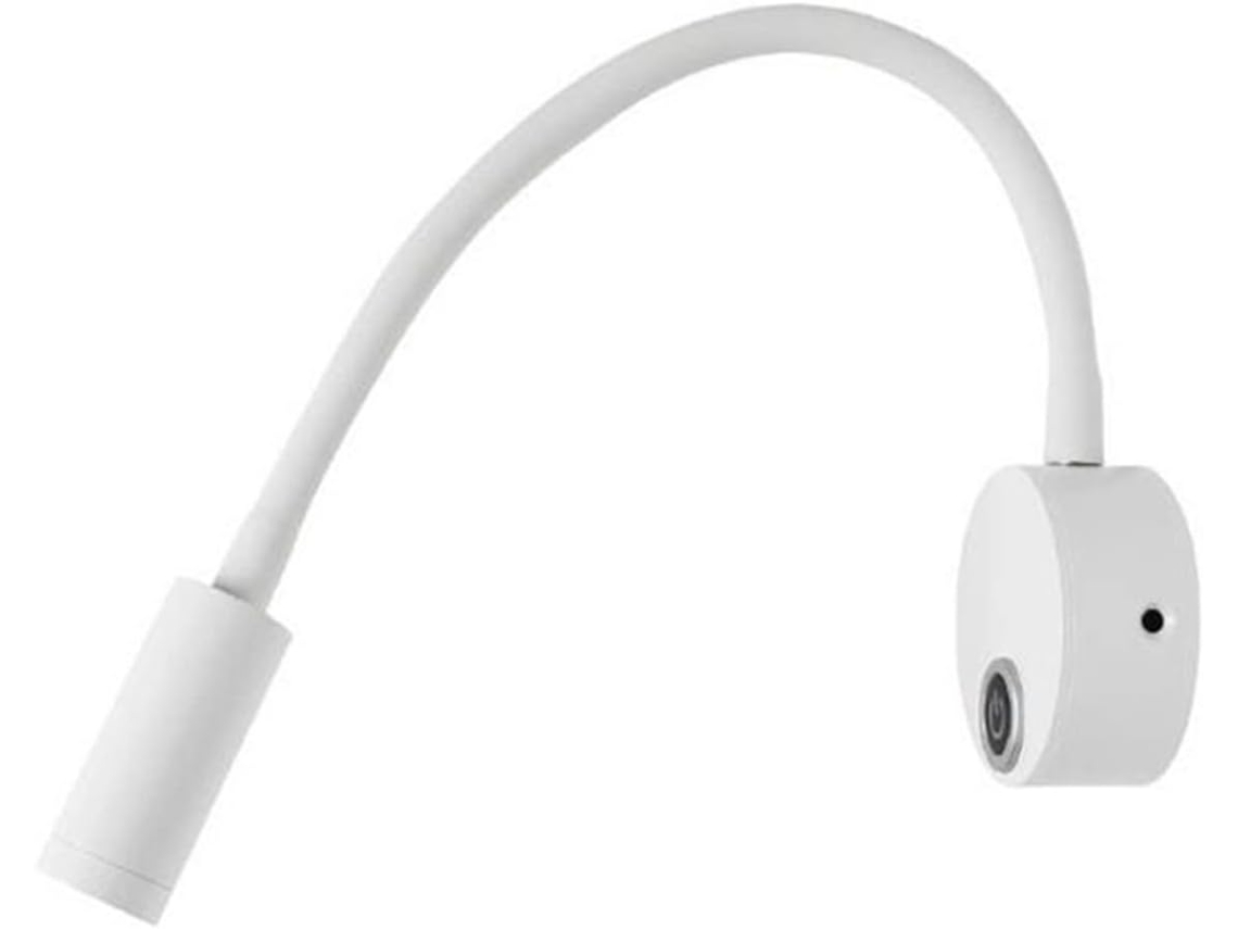 Luminária De Leitura Parede Led Com Interruptor Toque, Haste Flexível, Intensidade Ajustável, Entrada Usb, Iluminação