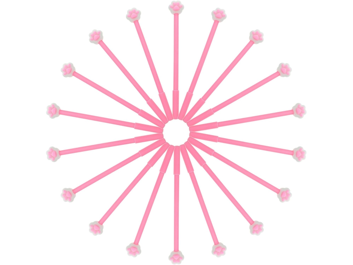 Conjunto De 16 Canetas Em Gel Inoomp Com Formato Pata Gato Rosa.