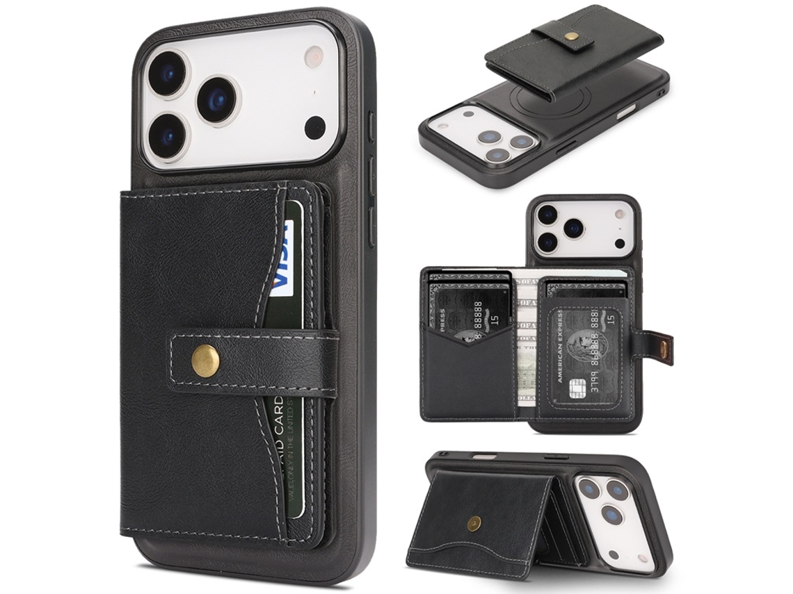 Capa Para Iphone 17 Pro Com Magsafe E Suporte De Cartão Destacável.