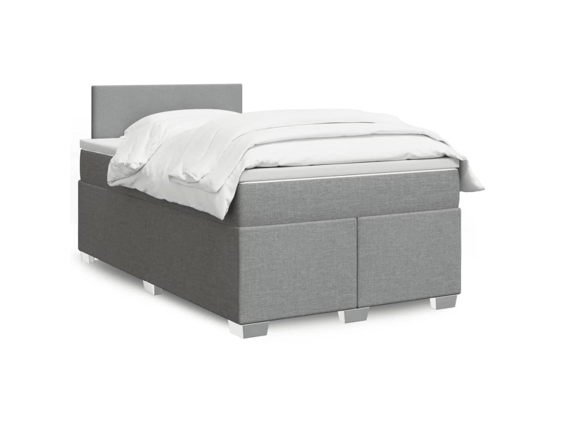 Vidaxl Cama Com Molas/colchão 120x200 Cm Tecido Cinza-claro