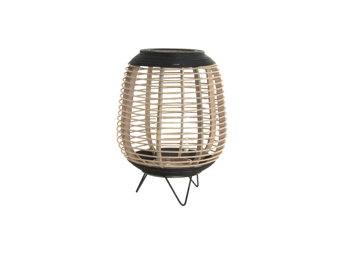 Castiçal de Bambu, Vidro Marrom Natural, 32x32x43cm ALEXANDRA HOUSE LIVING