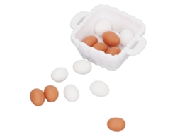 Modelo De Ovo Para Casa De Bonecas Escala 1:12 Plástico Com Cesta Acessório De Alimento Brinquedo Para Crianças