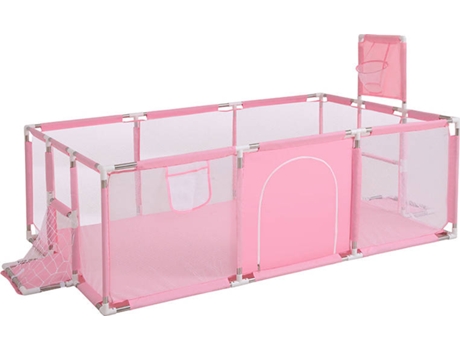 Parque Retangular MCBABY com Balizas (Rosa - 190x129x66 cm)