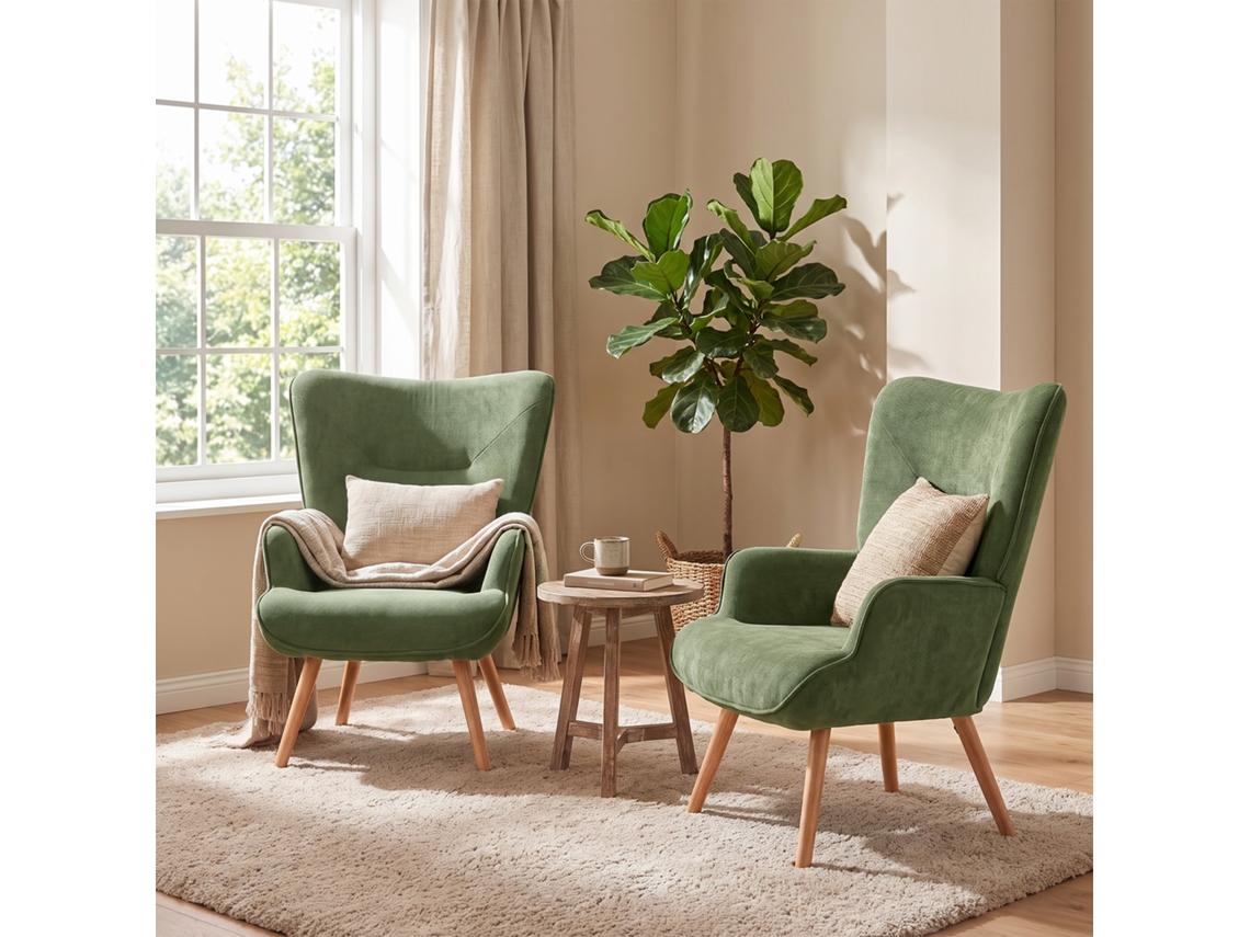 Goeurvant 15066 Poltrona Relax Sem Otomana, Veludo Cotelê Fino - Verde