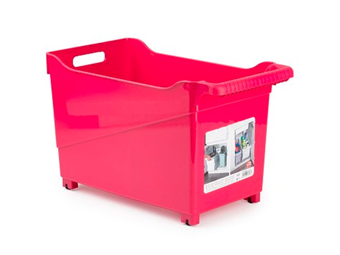 Carrinho Plástico Multiuso Com Rodas E Alça Nº 2, Cesto Organizador Para Produtos De Limpeza, Banheiro, Cozinha, 28 X 23,7 X 45 Cm, Cor Aleatória Acan