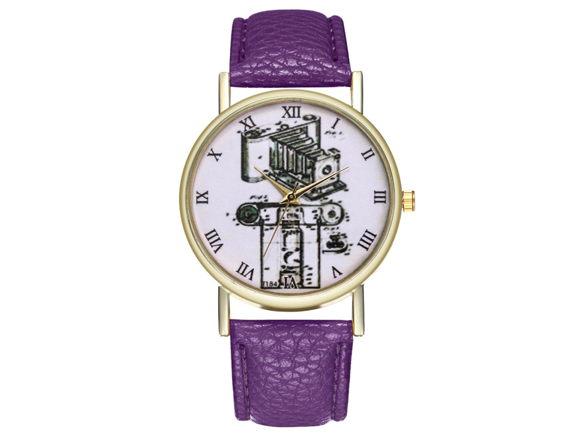 Relógio feminino Relógio masculino Couro Quartzo Negócios Zhoulianfa T303-a Roxo