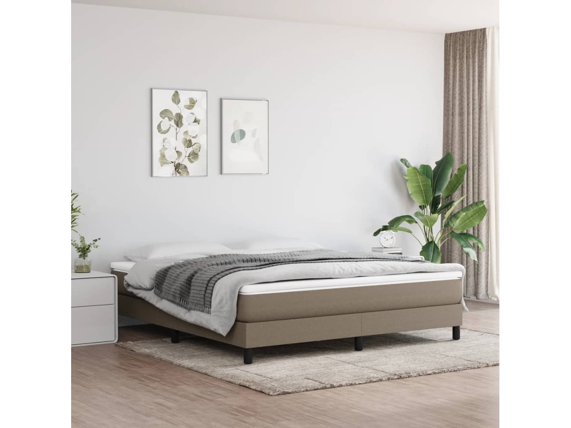 Vidaxl Cama Com Molas/colchão 180x200 Cm Tecido Castanho-acinzentado