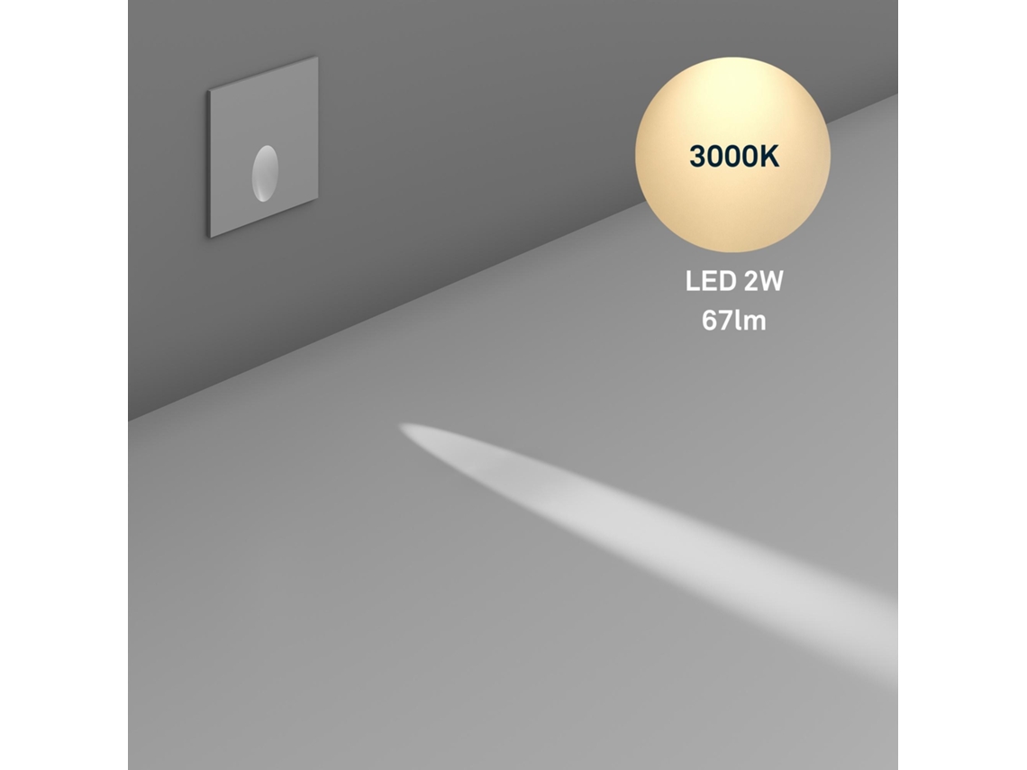 Sinalização LEDS C4 Step Square 2W 3000K CRI 80 Branco IP20 67Lm