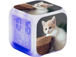 Relógio De Mesa Em Forma De Gato Fofo Com Visor Eletrônico Grande, Brilhante E Colorido |