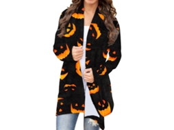 Camisa Com Frente Aberta De Halloween De Manga Longa Solta Estampada Casaco Elegante Tipo 3 S