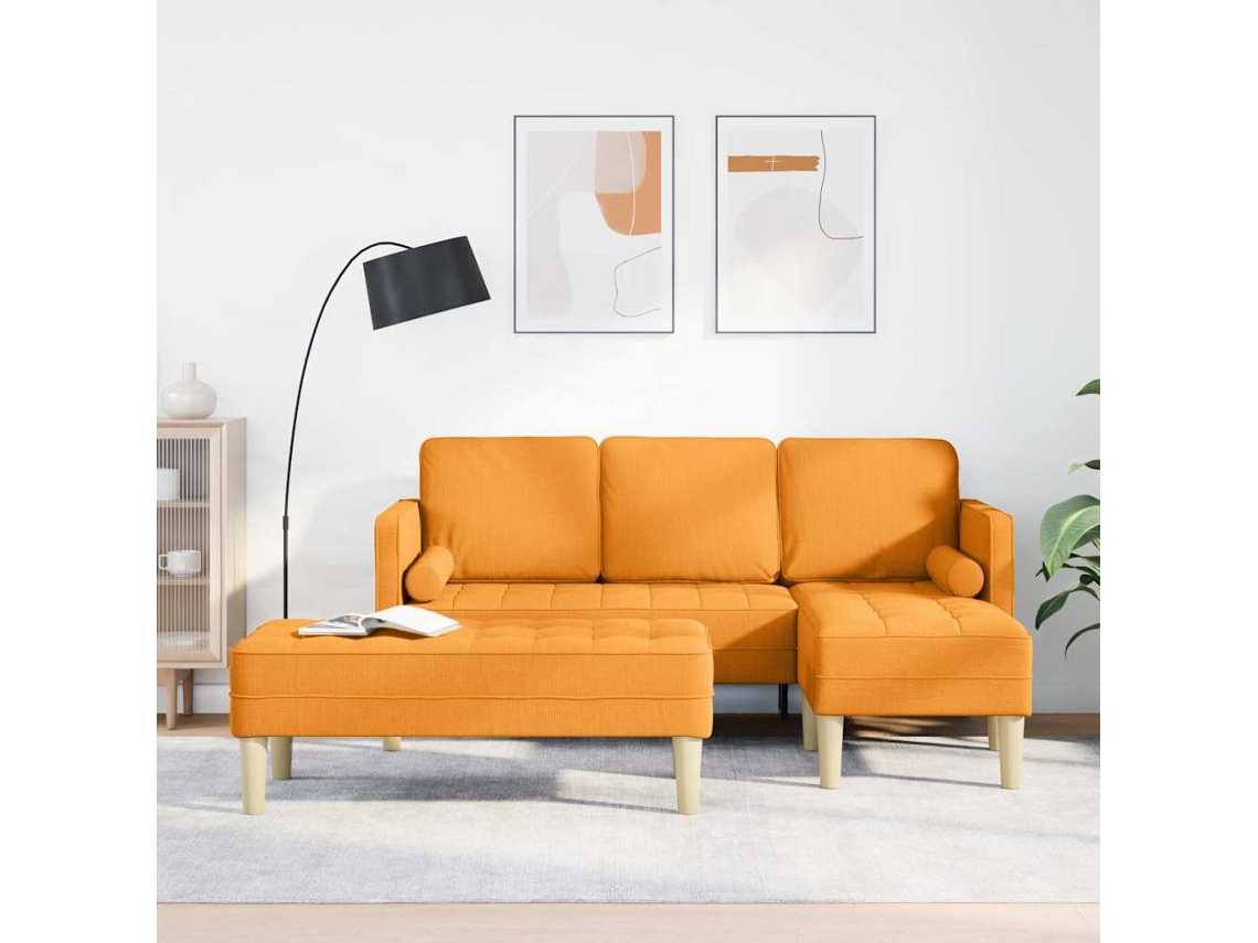 Vidaxl Conjunto De Sofás 2 Unid. Amarelo Escuro Poliéster