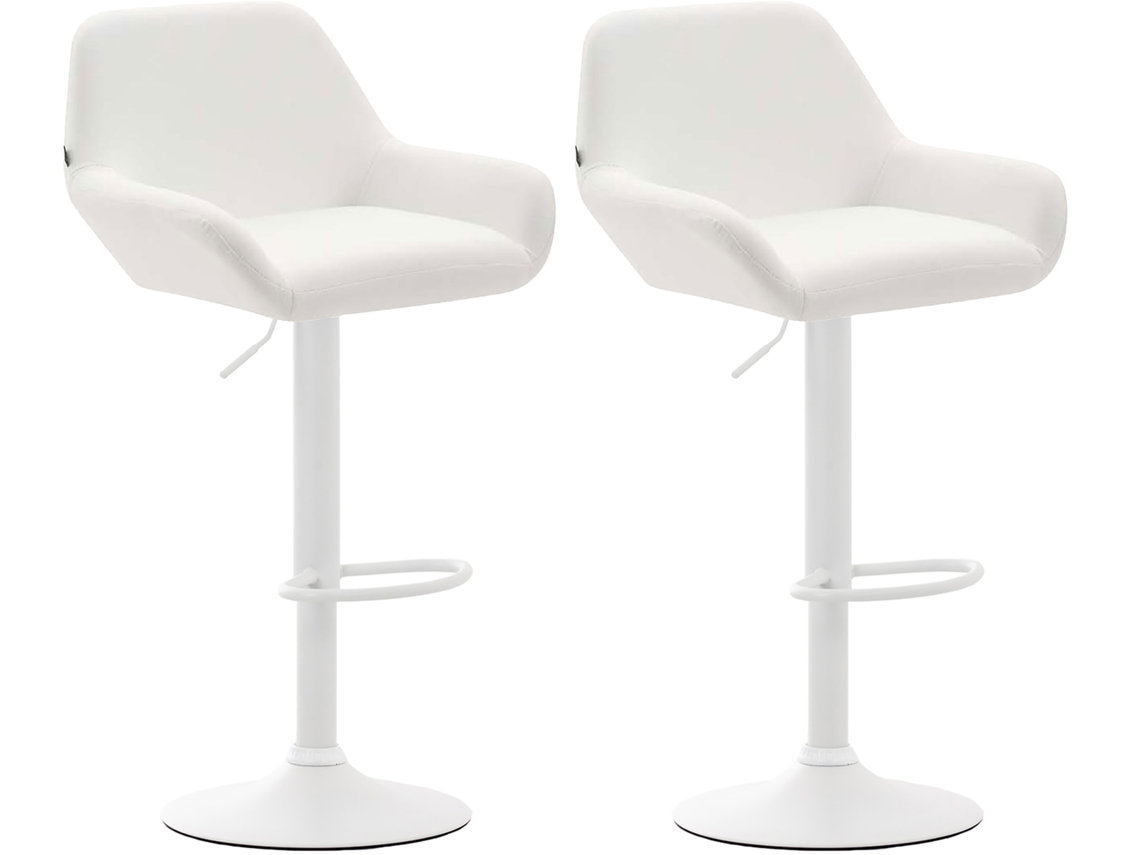 Conjunto de 2 bancos de bar Braga em imitação de pele branco/branco CLP