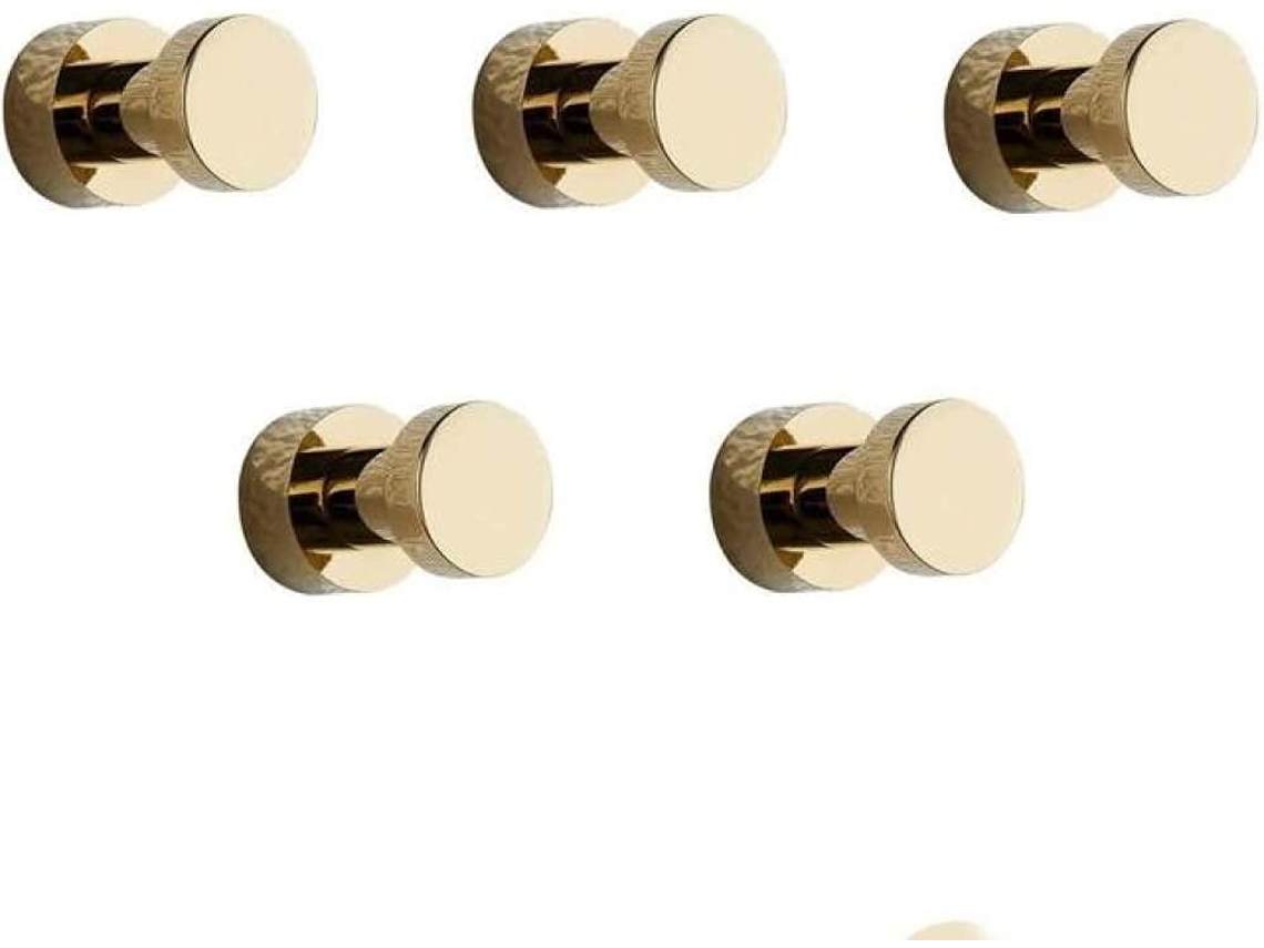 Gancho De Parede De Luxo Dourado Para Roupas, Casacos E Chapéus, Em Latão, Com 5 Peças.