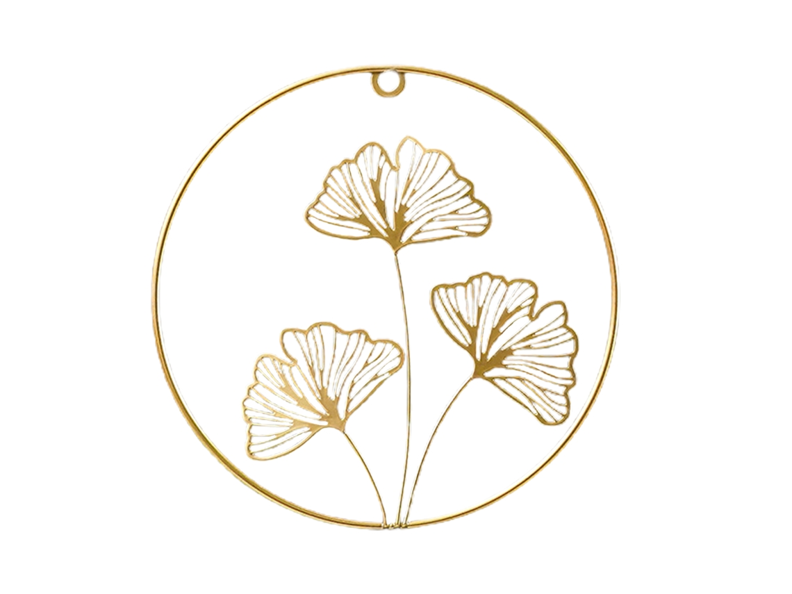 Decoração De Parede Com Folha De Ginkgo Dourada Para Sala De Estar