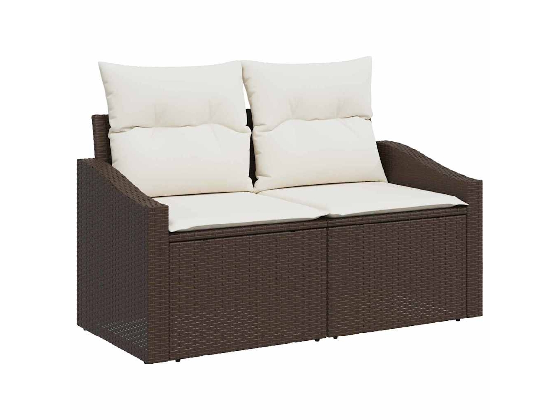 Maison Exclusive - Conjunto De Sofás Com Almofada 7 Pcs Marrom E Creme Vime Pe