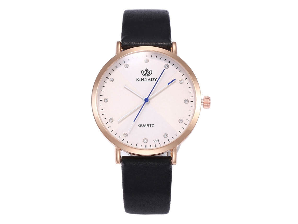 Reloj De Pulsera Pareja Analógico De Cuarzo Con Dial Redondo Moda (negro)