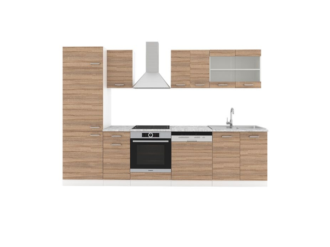 Cozinha R-Line, 300 cm sem bancada, Sonoma, Vicco