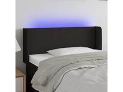Cabecero con luces LED, tela, 103x16x78/88 cm, negro