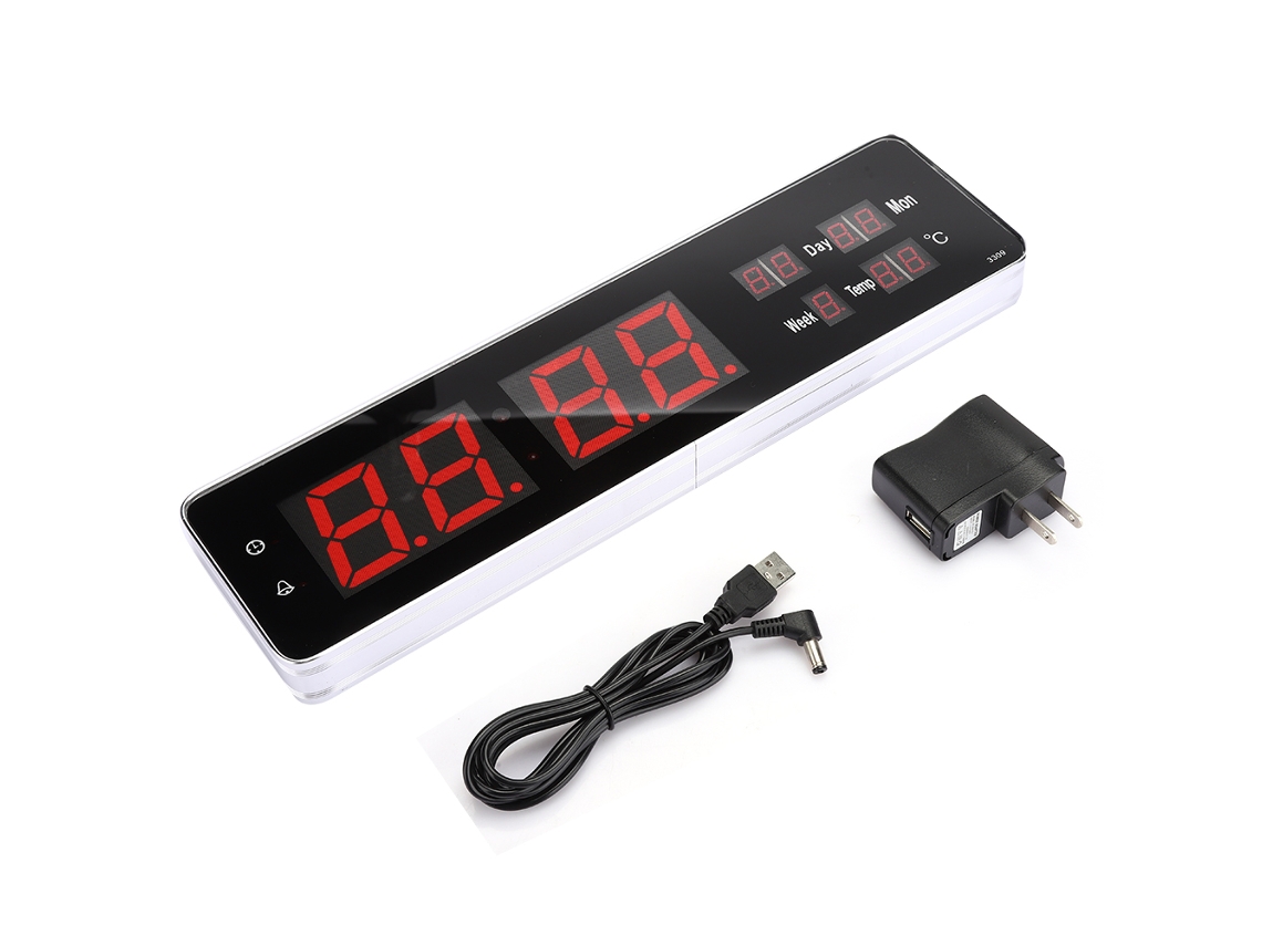 Relógio de parede digital LED Baok para quarto e sala de estar, grande relógio de mesa com calendário perpétuo.